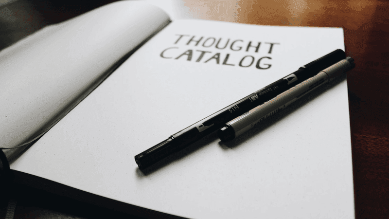 Thought Catalog hand written inside journal