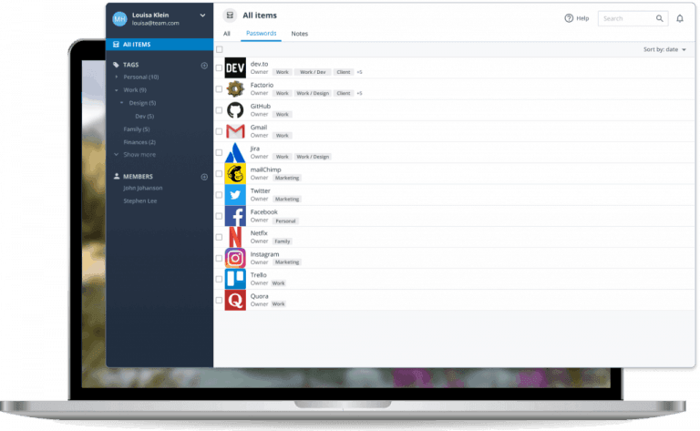 Passcamp user interface.