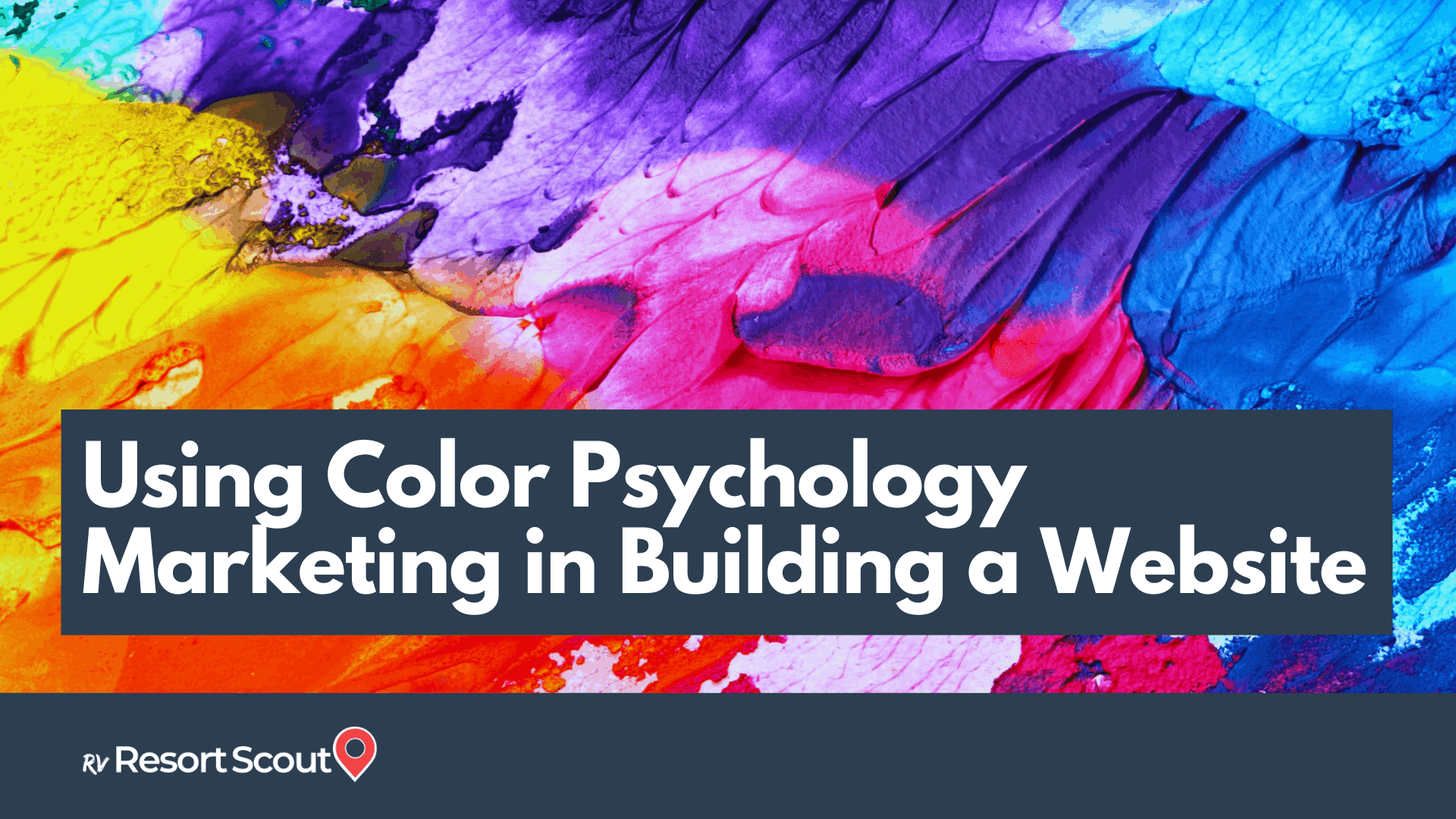 Using color psychology Marketing in building a website banner on a acrylic multi-color canvas.