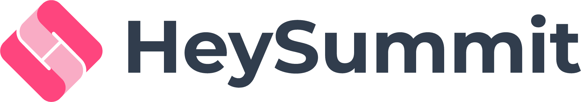 The HeySummit logo, a pink square turned on its side with a white letter 
