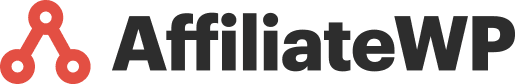Affiliate WP logo in black lettering with a red three pointed element preceding it.