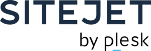 Sitejet by Plesk logo in dark blue lettering.