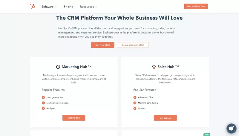 Hubspots features. Page showing two of Hubspots many fetures: