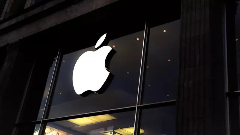Apple Store shop front with logo; Apple's target audience.
