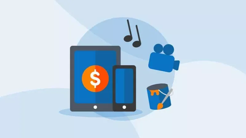 Various electronic devices depicting the use of digital products.