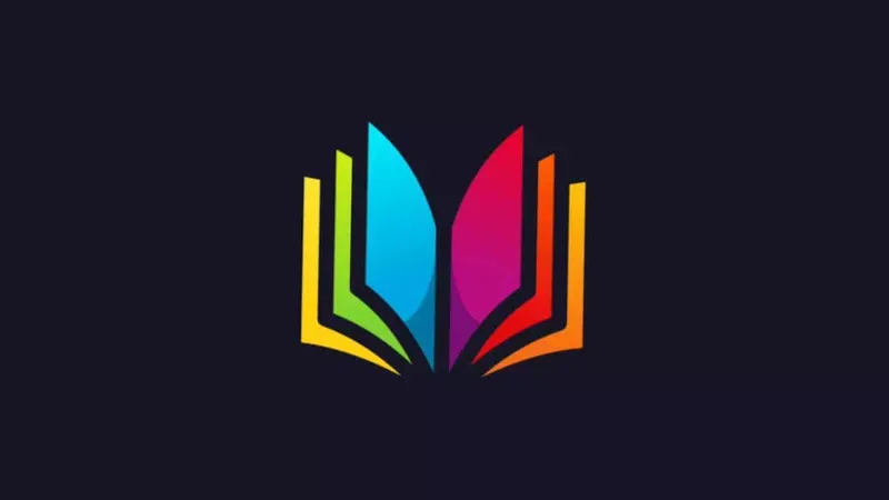 Colorful depiction of a book open.
