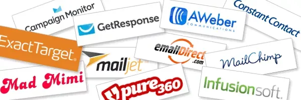 Brand logos of the top email marketing providers.