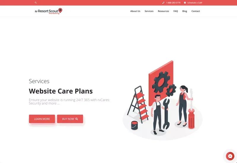 Ensure your website is running 24/7 365 with rvCare.