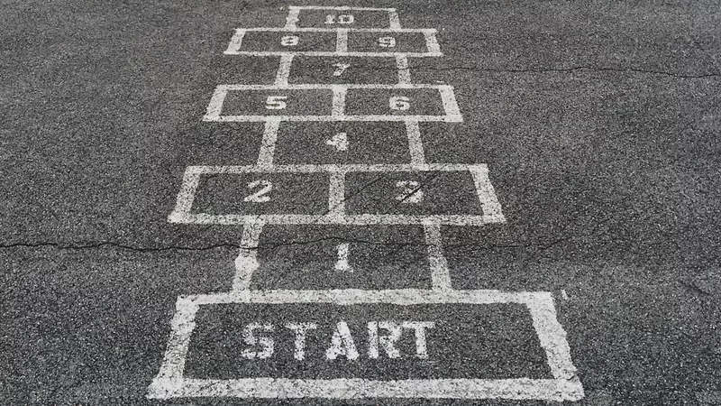 RV Directory: Hopscotch shown on a concrete floor