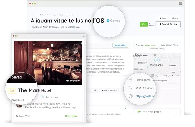 RV resort directory features sample template