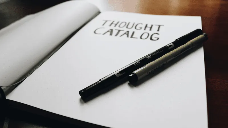 Thought Catalog hand written inside journal