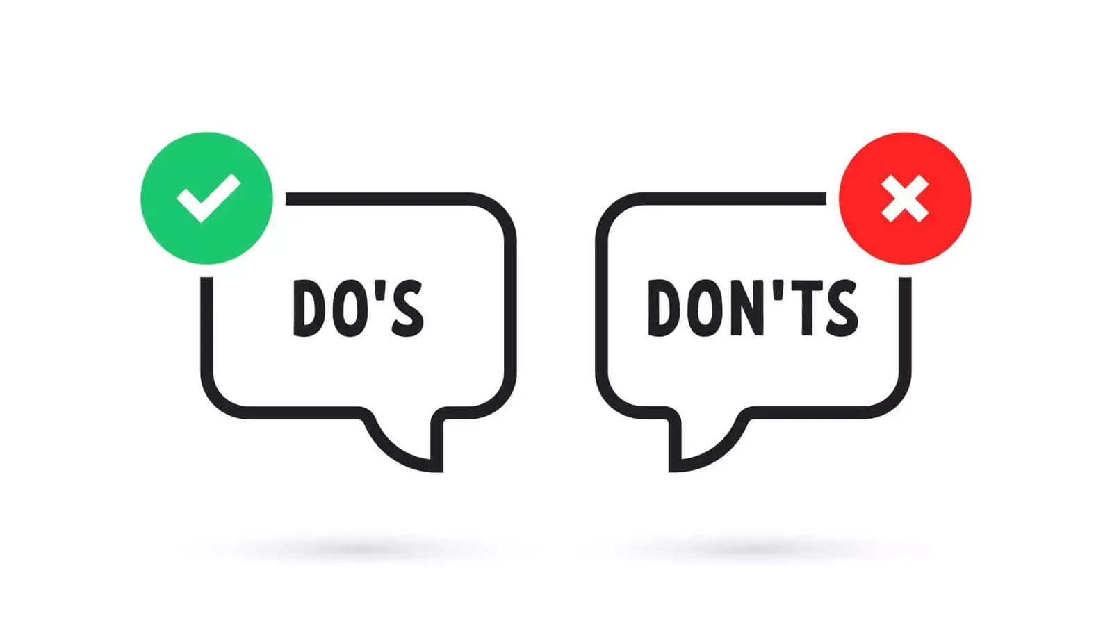 What are good social media questions? A picture showing do's and don'ts